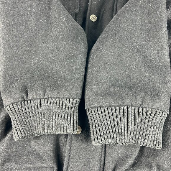 Schott Jacket Men's Extra Large Black Faded Wool Blend Full Zip Bomber Pockets - Picture 2 of 16